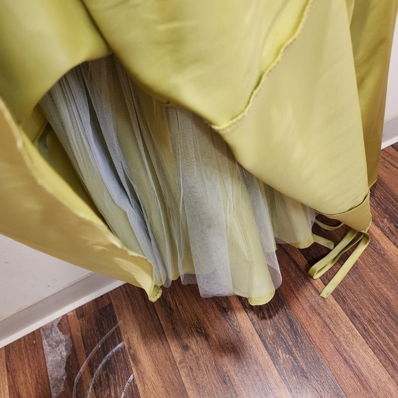 Alfred Angelo green Floor Length Strapples Satin gown fit XL + - Picture 8 of 15